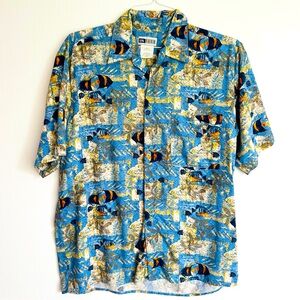 Vintage 80s Untied Funky Fish Button Down Shirt
